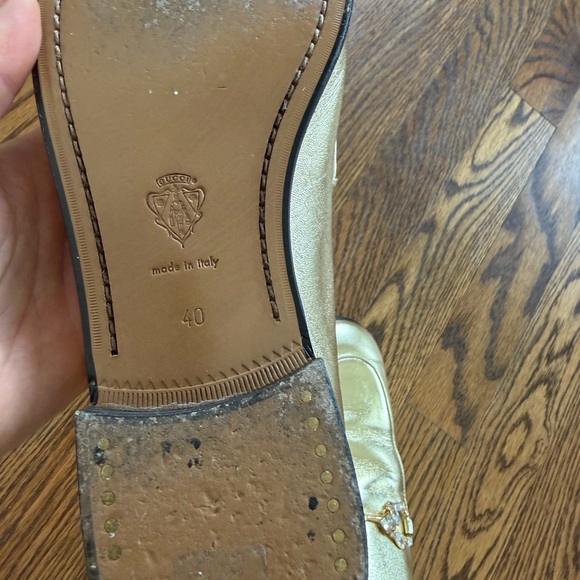 Gucci Gold Leather Loafers - Picture 4 of 6